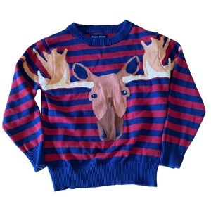 Andy & Evan Striped Sweater with Moose on front Size 4T